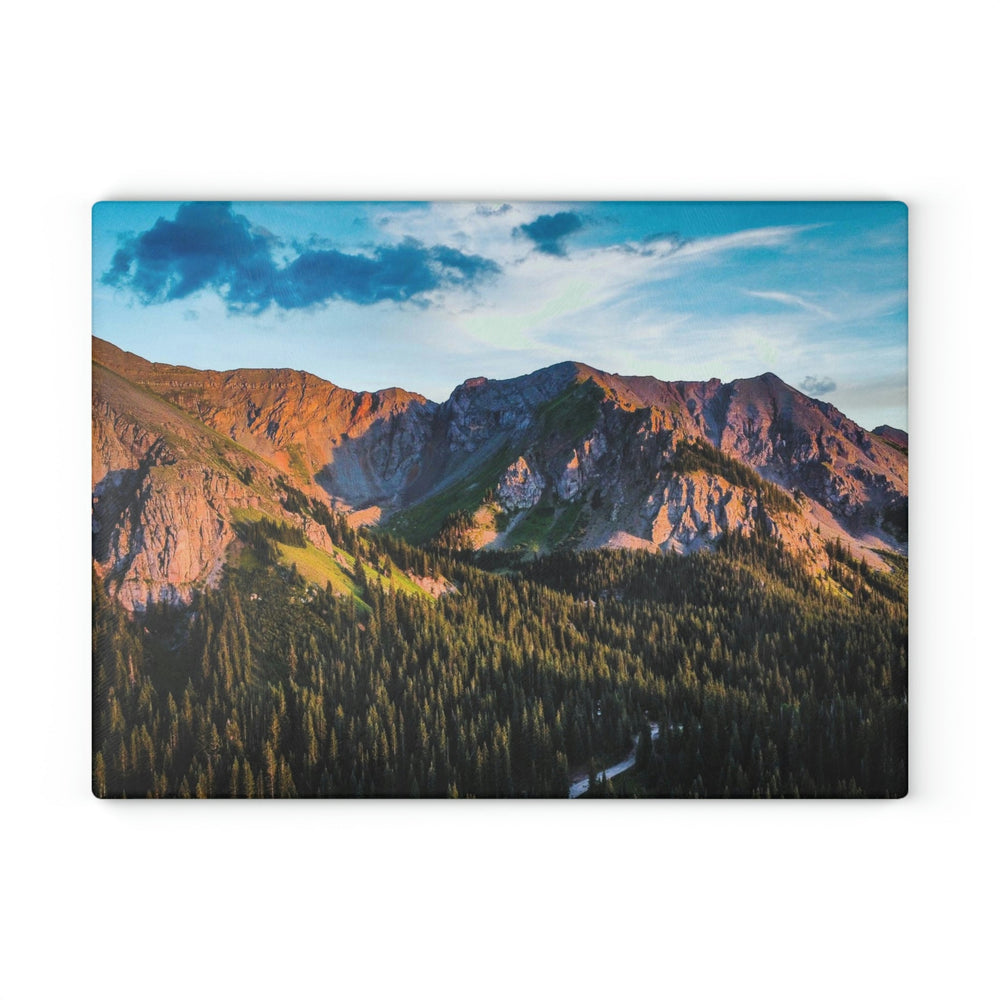 Fading Mountain Light - Glass Cutting Board - Visiting This World