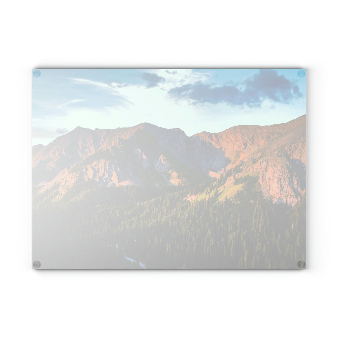 Fading Mountain Light - Glass Cutting Board - Visiting This World