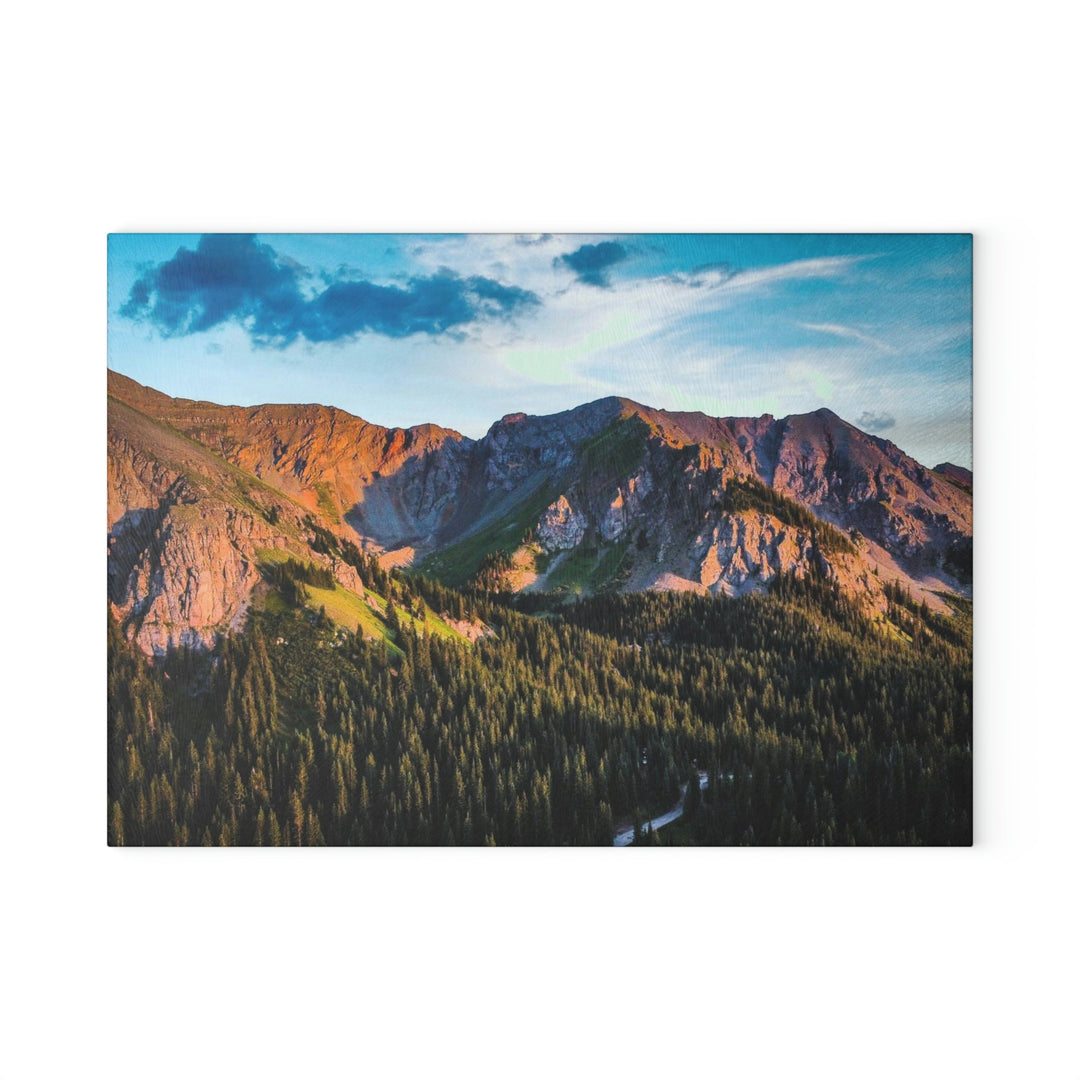 Fading Mountain Light - Glass Cutting Board - Visiting This World