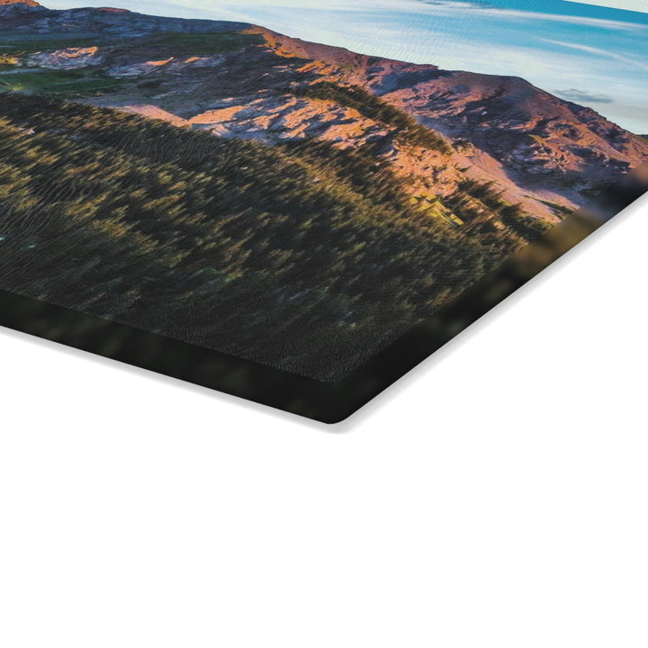 Fading Mountain Light - Glass Cutting Board - Visiting This World