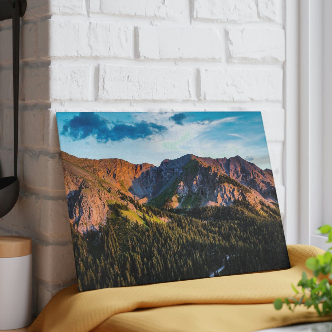 Fading Mountain Light - Glass Cutting Board - Visiting This World