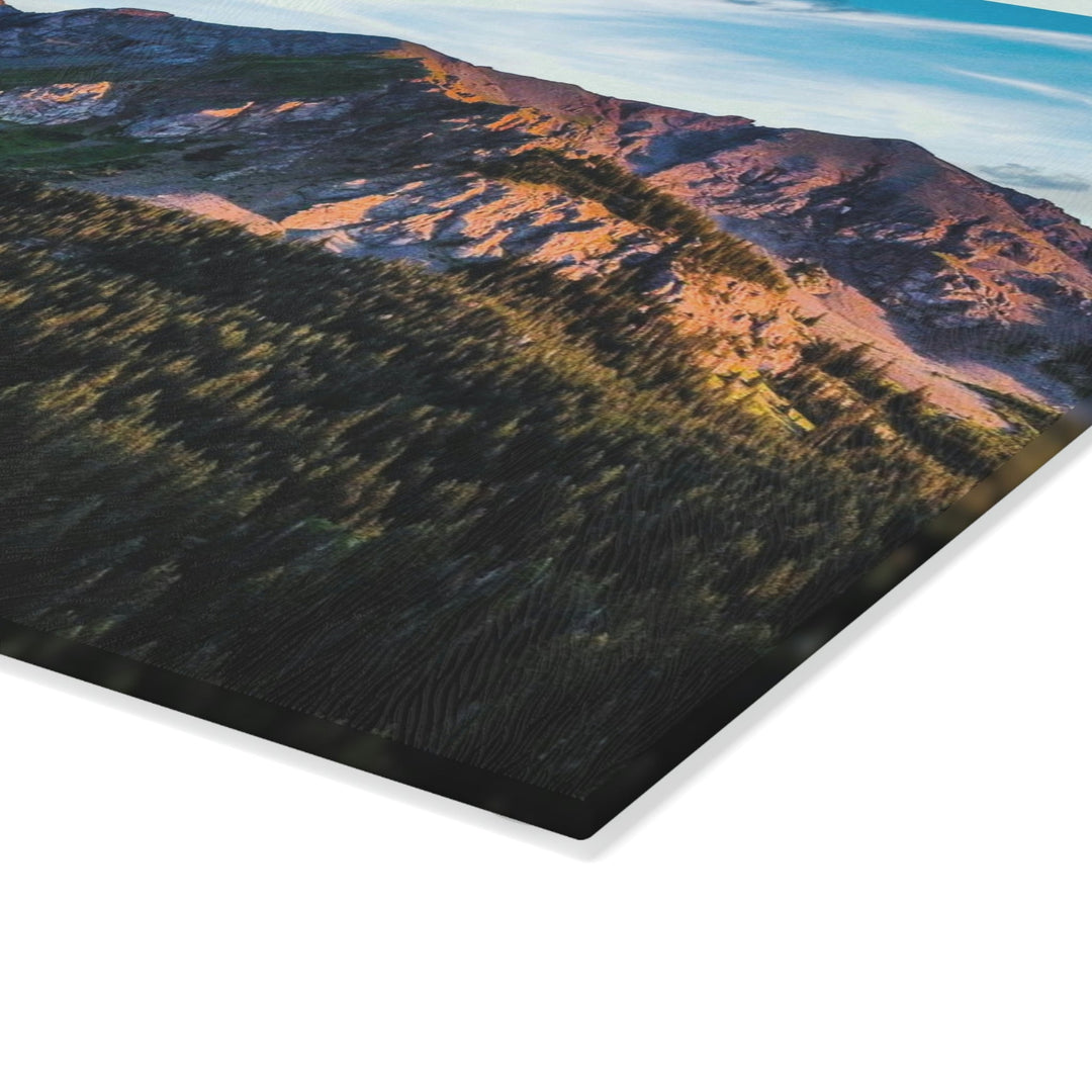 Fading Mountain Light - Glass Cutting Board - Visiting This World