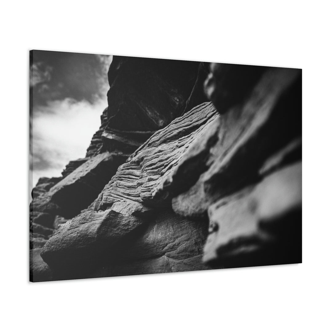 Layers of Rock in Black and White - Canvas