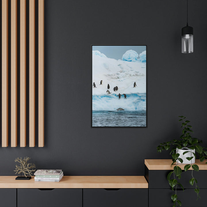 Porpoising Penguin - Canvas with Frame