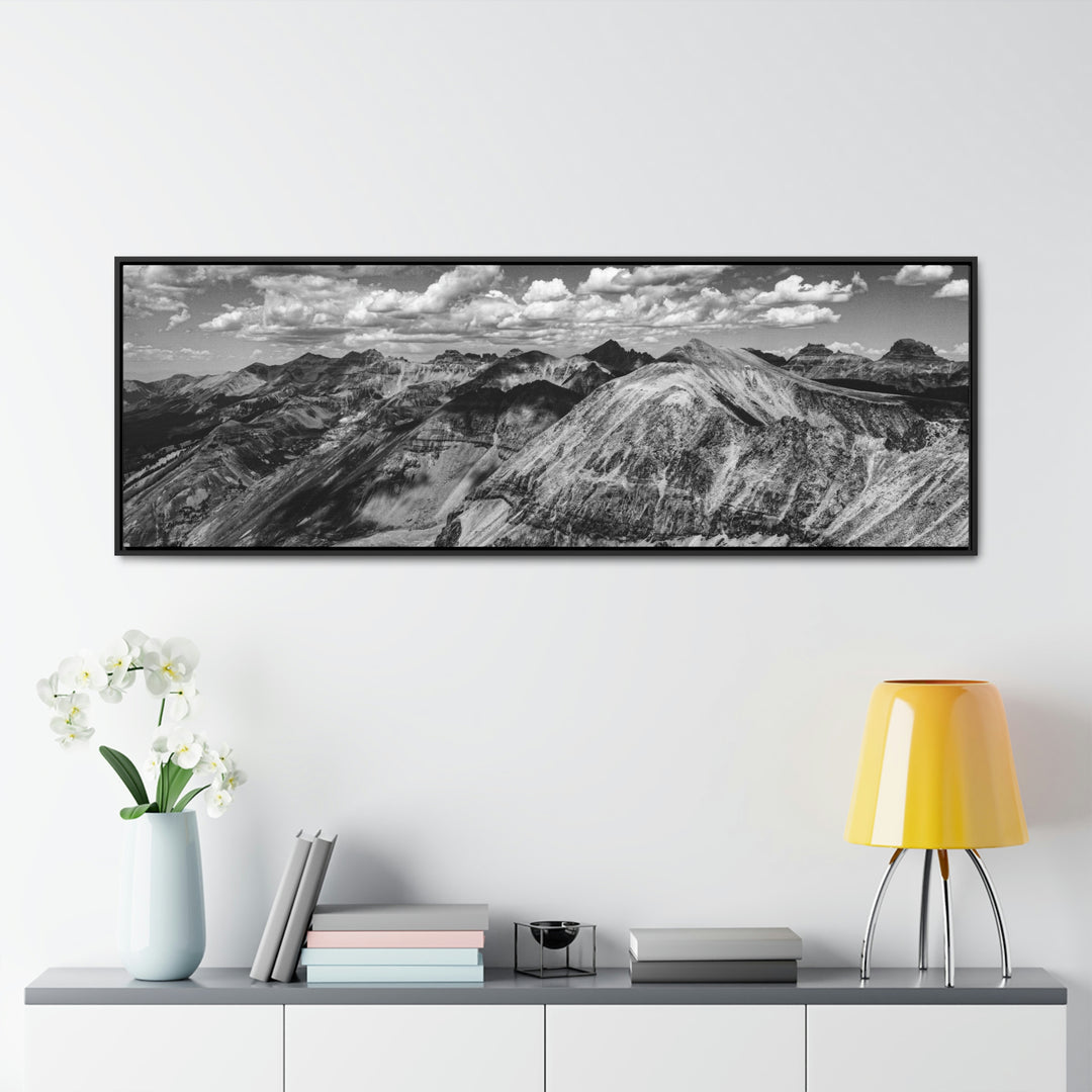 Imogene Pass From the Air in Black and White - Canvas with Frame