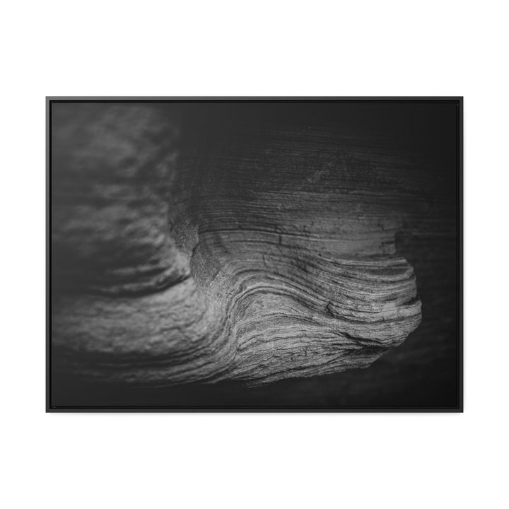 Sedimentary Rock Curves in Black and White - Canvas with Frame