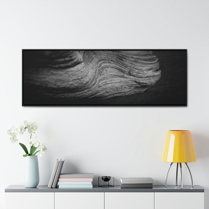 Sedimentary Rock Curves in Black and White - Canvas with Frame