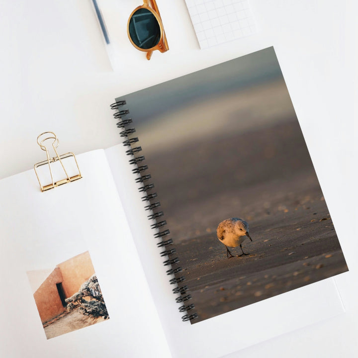 Feeding Sanderling - Spiral Ruled Line Notebook - Visiting This World