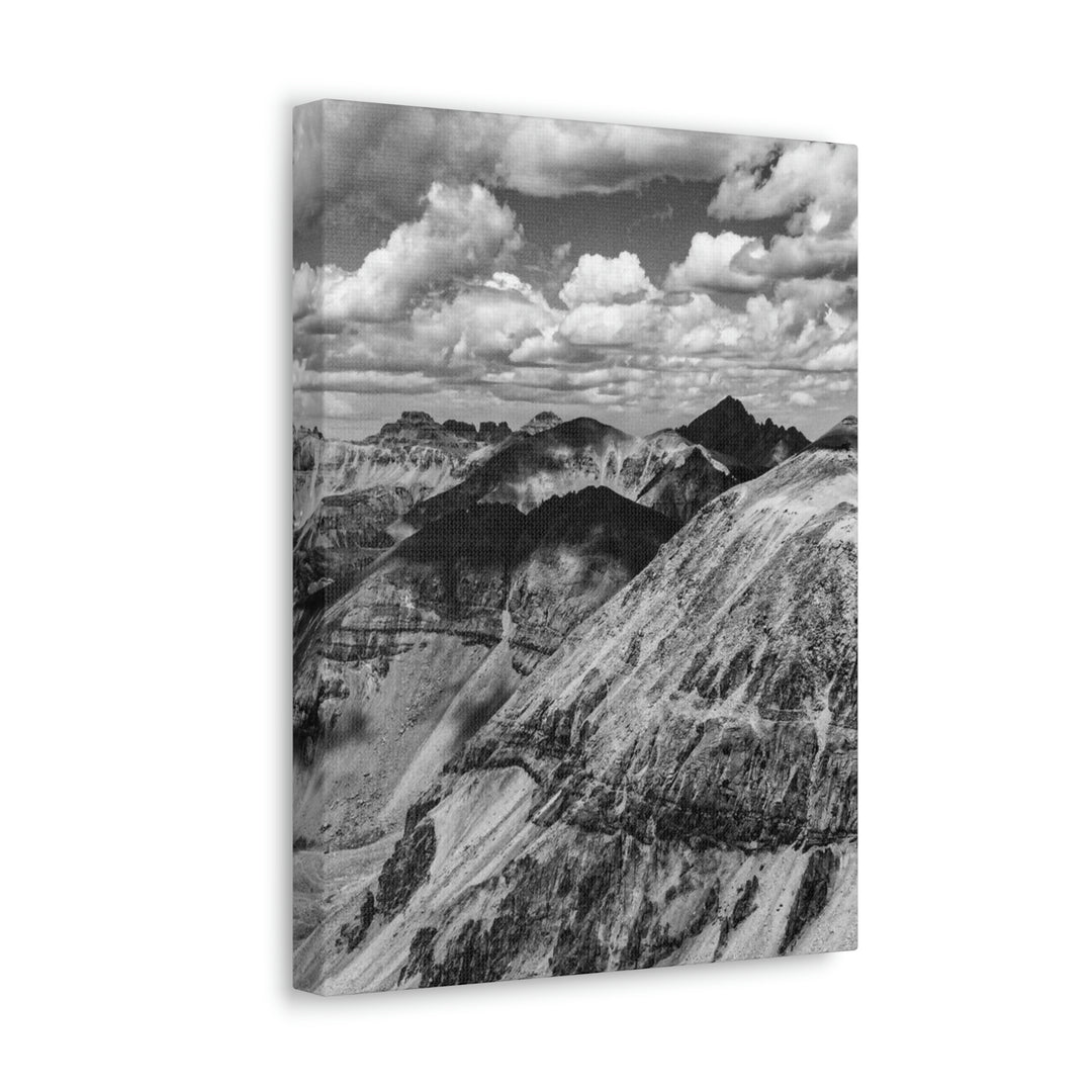 Imogene Pass From the Air in Black and White - Canvas