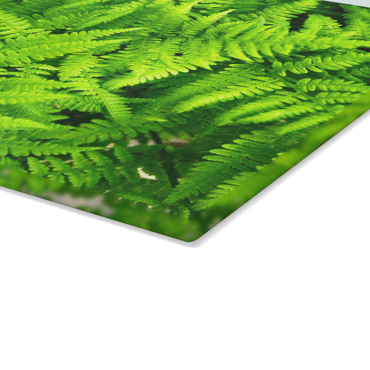 Ferns, Ferns, Ferns - Glass Cutting Board - Visiting This World