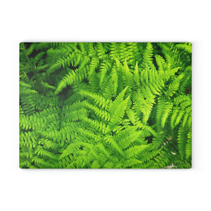 Ferns, Ferns, Ferns - Glass Cutting Board - Visiting This World