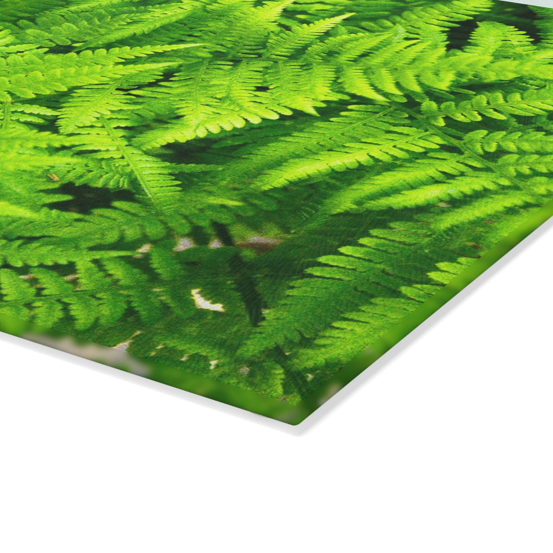 Ferns, Ferns, Ferns - Glass Cutting Board - Visiting This World