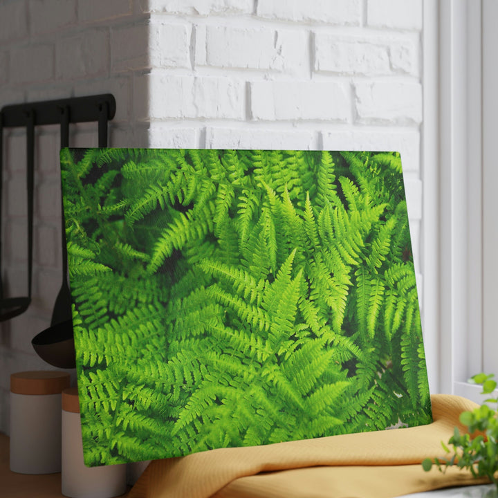 Ferns, Ferns, Ferns - Glass Cutting Board - Visiting This World