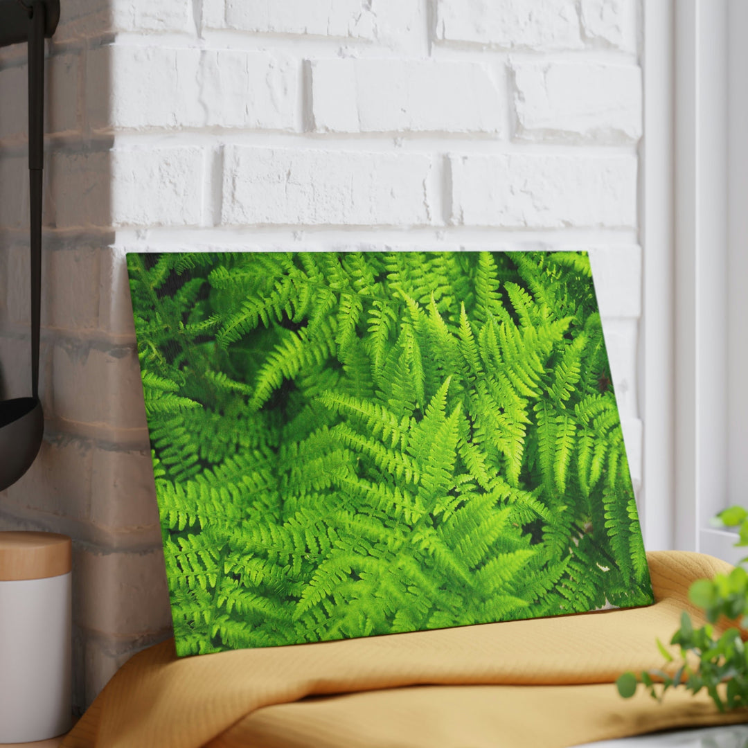 Ferns, Ferns, Ferns - Glass Cutting Board - Visiting This World