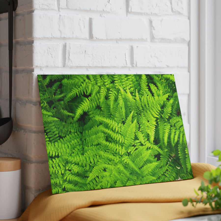 Ferns, Ferns, Ferns - Glass Cutting Board - Visiting This World