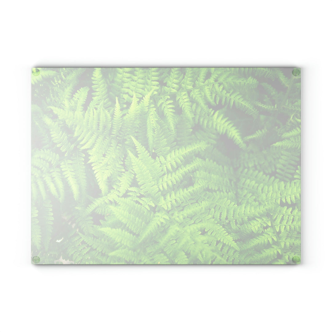 Ferns, Ferns, Ferns - Glass Cutting Board - Visiting This World