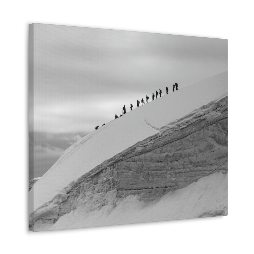 Preparing for the Climb in Black and White - Canvas