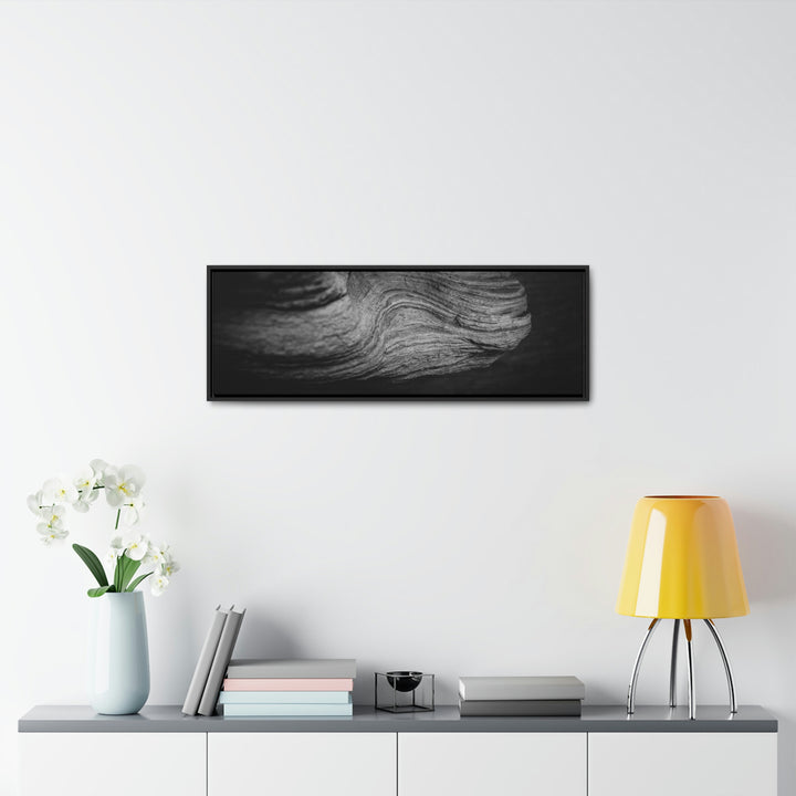 Sedimentary Rock Curves in Black and White - Canvas with Frame