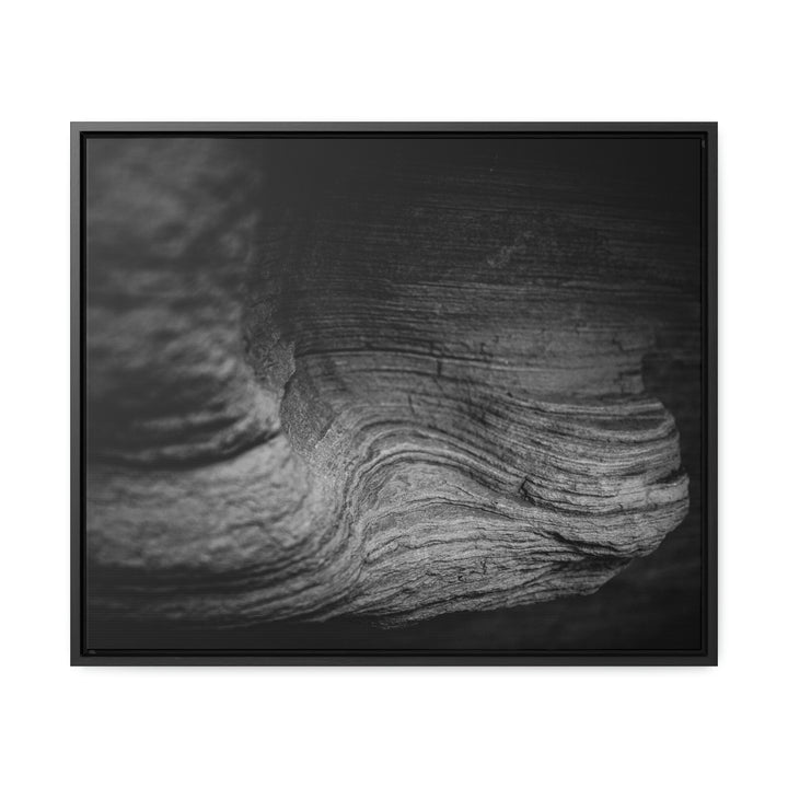 Sedimentary Rock Curves in Black and White - Canvas with Frame