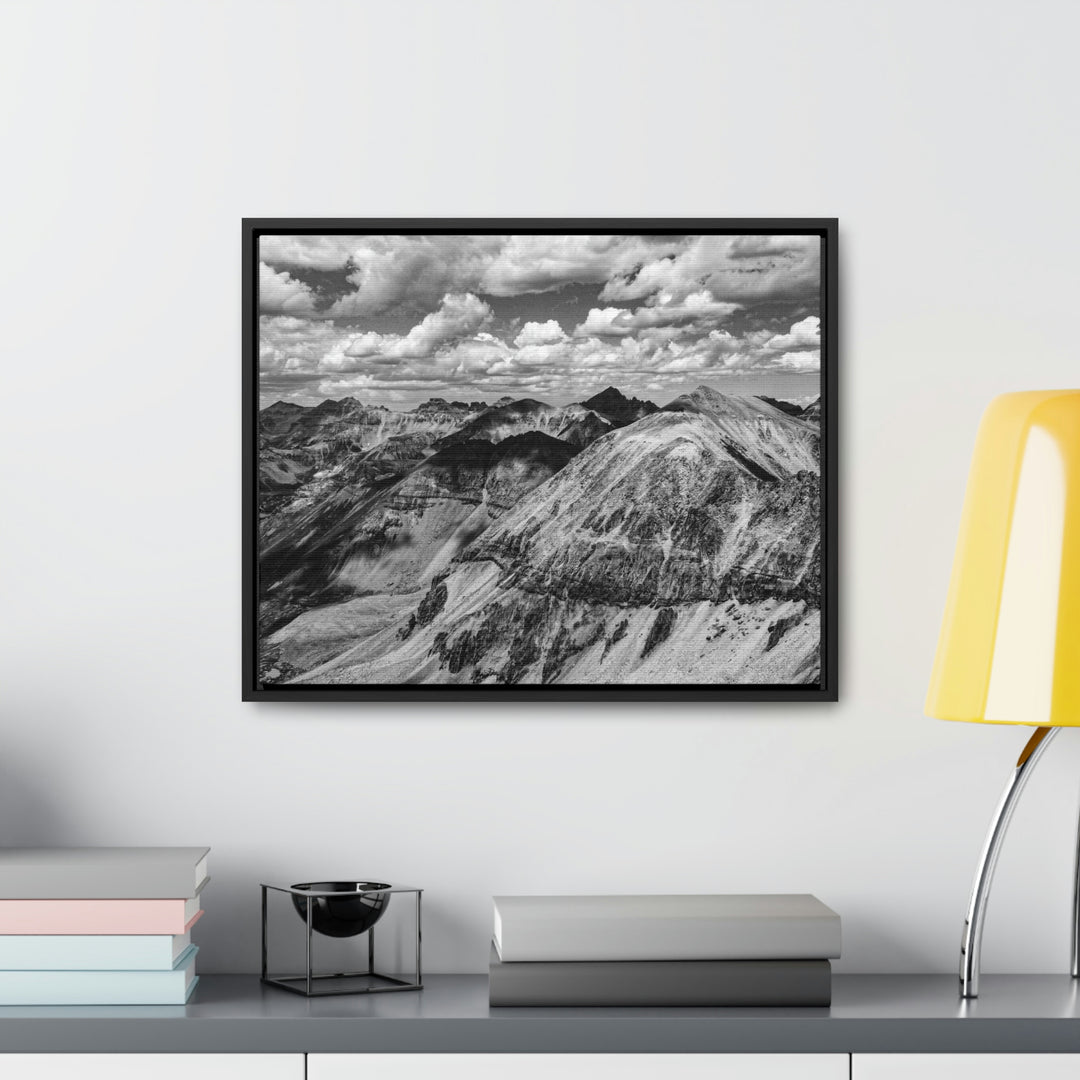 Imogene Pass From the Air in Black and White - Canvas with Frame