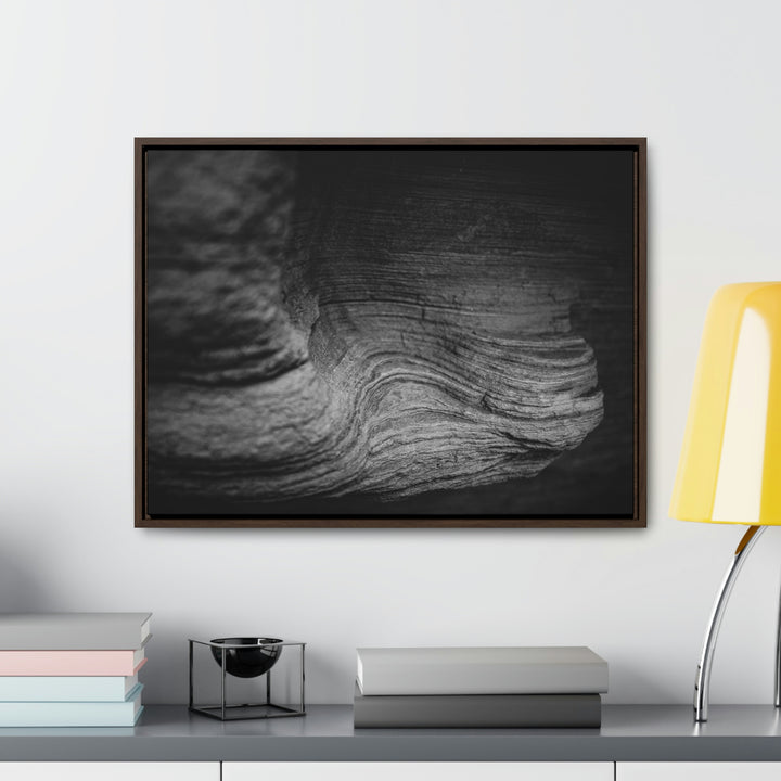 Sedimentary Rock Curves in Black and White - Canvas with Frame