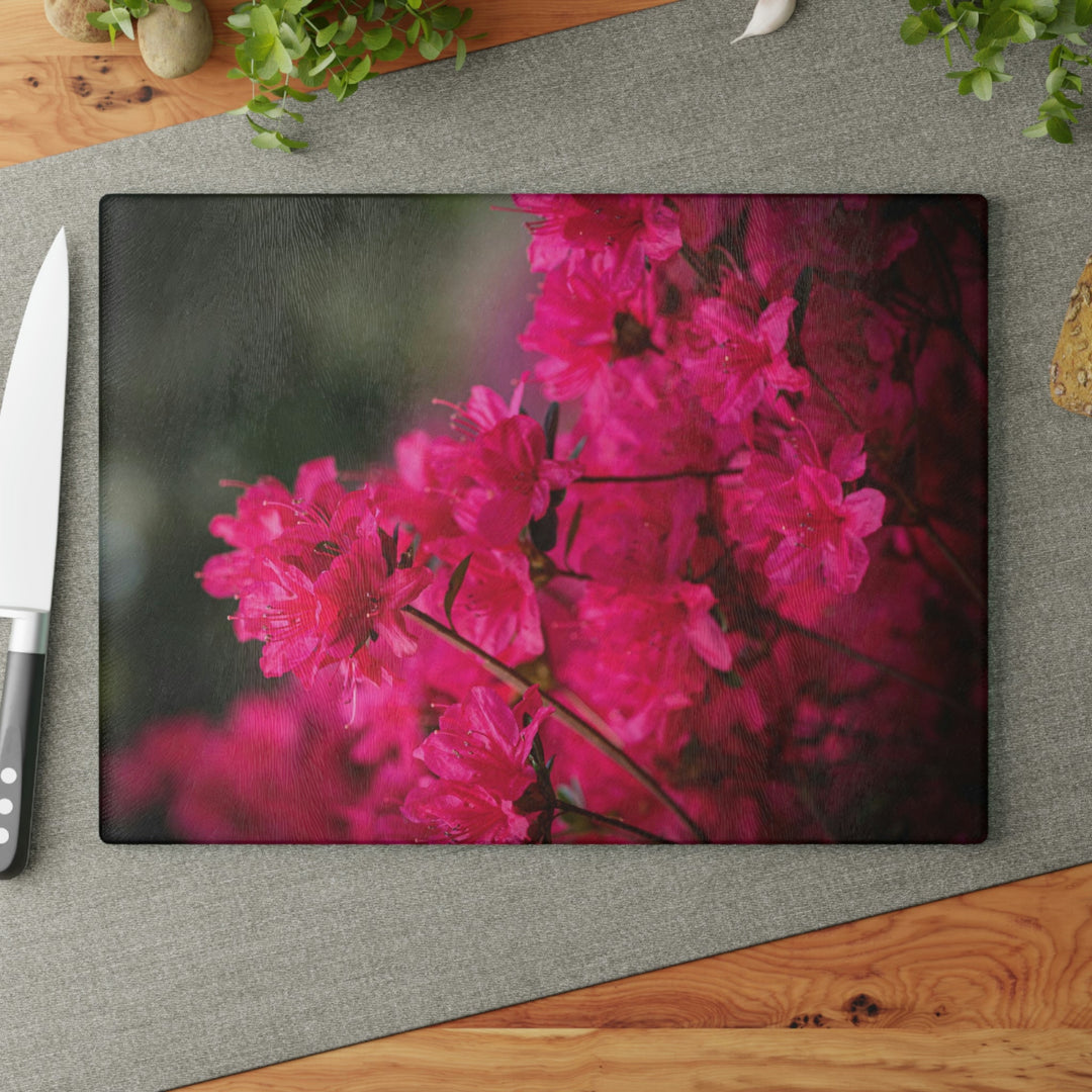 Full Bloom - Glass Cutting Board - Visiting This World