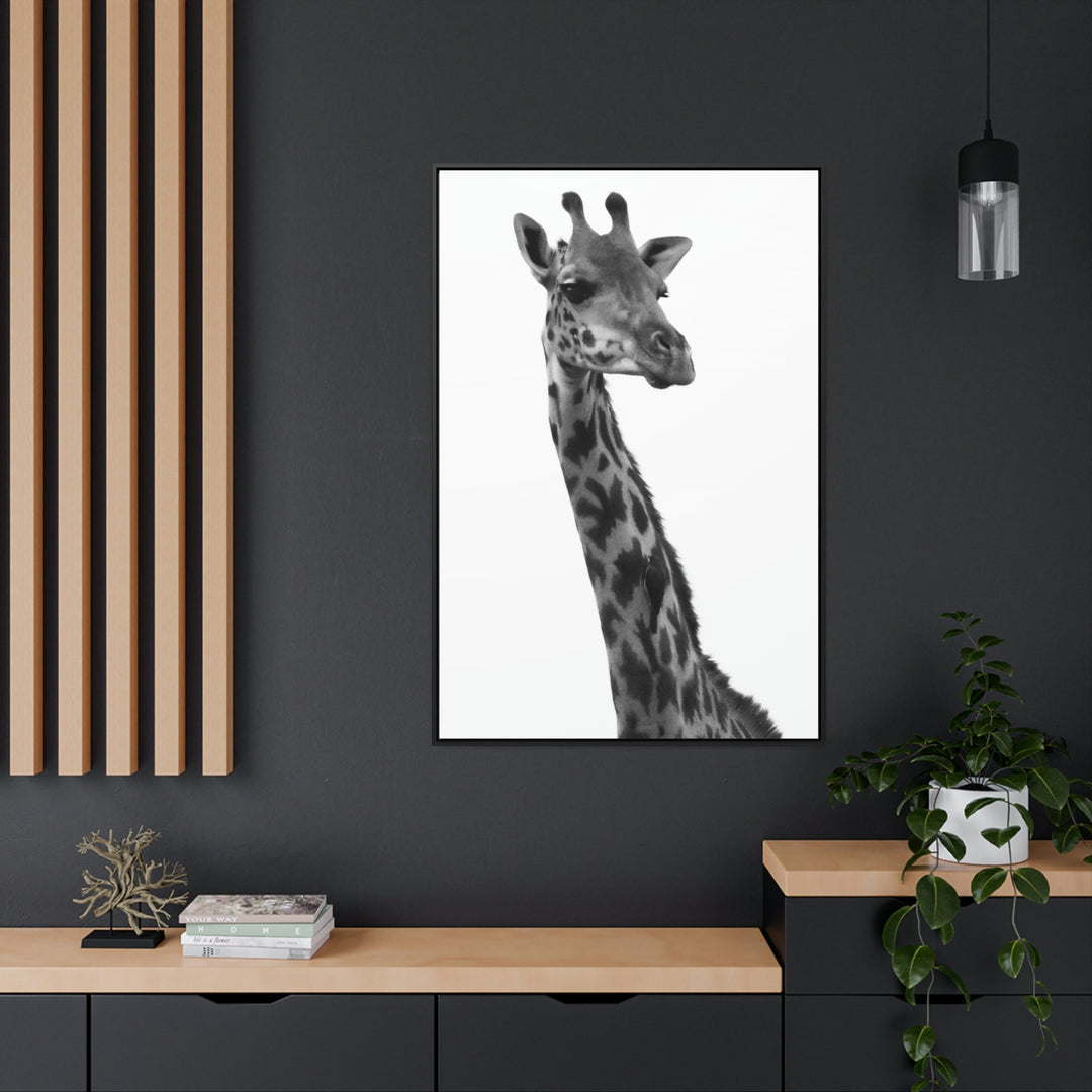 Giraffe Portrait in Black and White - Canvas With Frame - Visiting This World