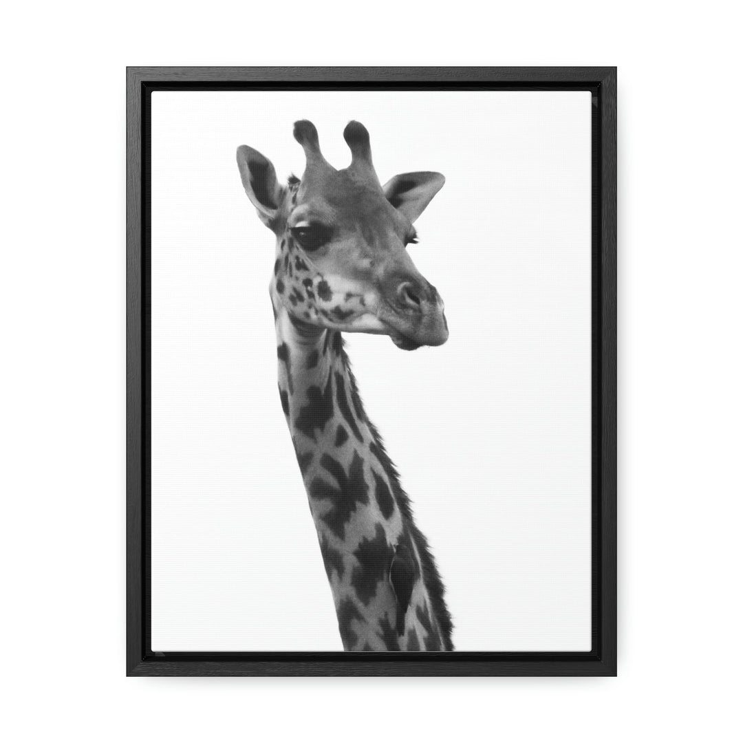 Giraffe Portrait in Black and White - Canvas With Frame - Visiting This World