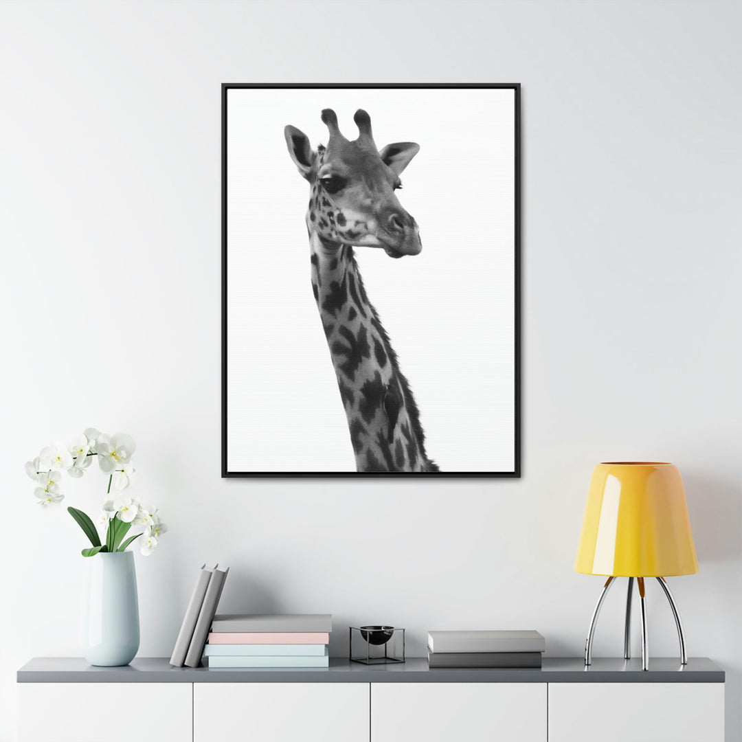 Giraffe Portrait in Black and White - Canvas With Frame - Visiting This World