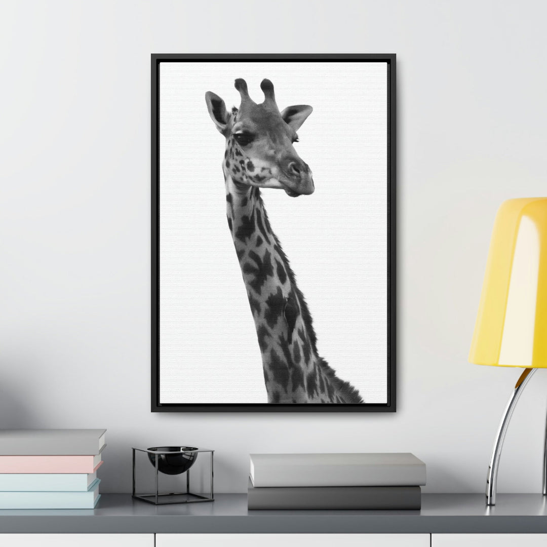 Giraffe Portrait in Black and White - Canvas With Frame - Visiting This World