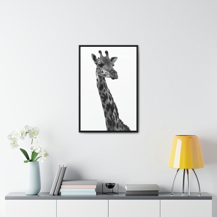 Giraffe Portrait in Black and White - Canvas With Frame - Visiting This World