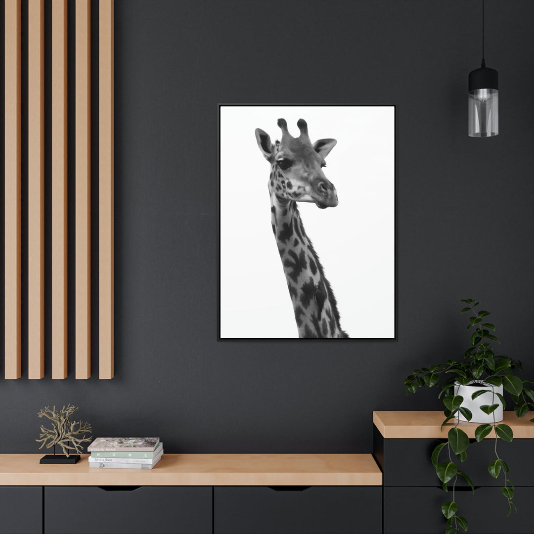 Giraffe Portrait in Black and White - Canvas With Frame - Visiting This World