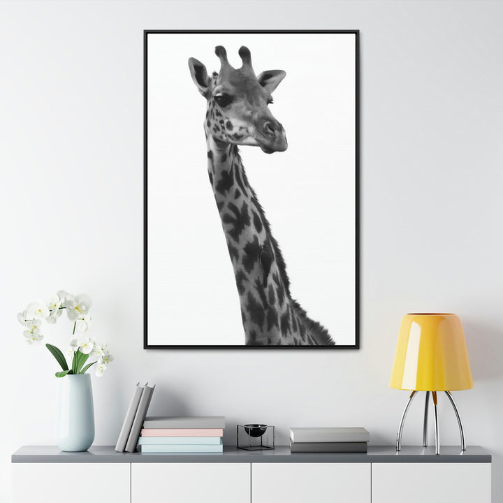 Giraffe Portrait in Black and White - Canvas With Frame - Visiting This World