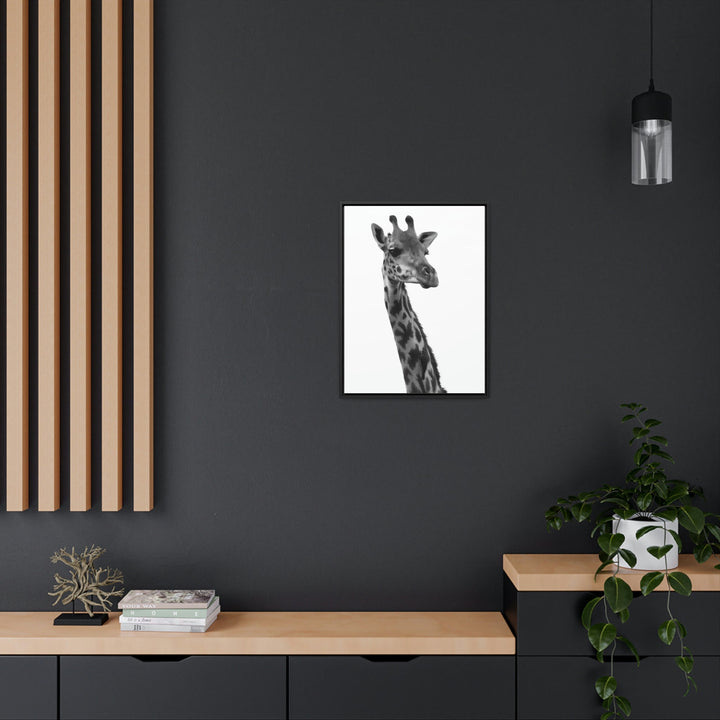 Giraffe Portrait in Black and White - Canvas With Frame - Visiting This World