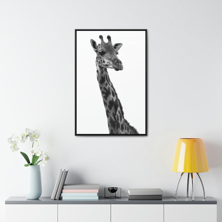 Giraffe Portrait in Black and White - Canvas With Frame - Visiting This World