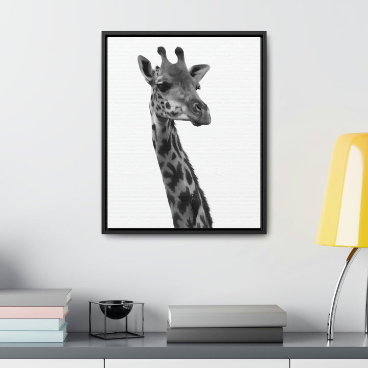 Giraffe Portrait in Black and White - Canvas With Frame - Visiting This World