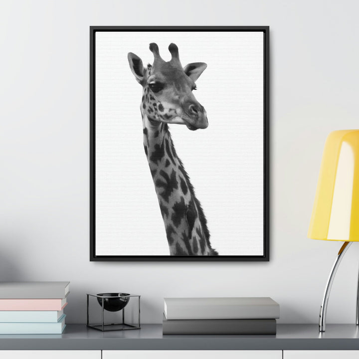 Giraffe Portrait in Black and White - Canvas With Frame - Visiting This World