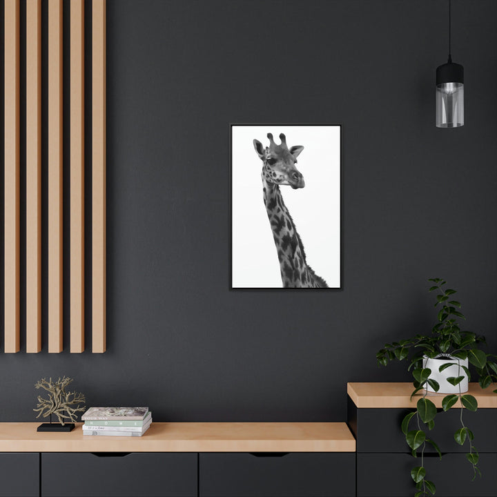 Giraffe Portrait in Black and White - Canvas With Frame - Visiting This World