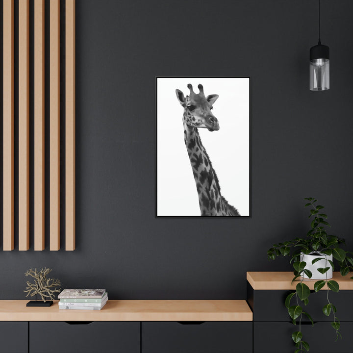 Giraffe Portrait in Black and White - Canvas With Frame - Visiting This World