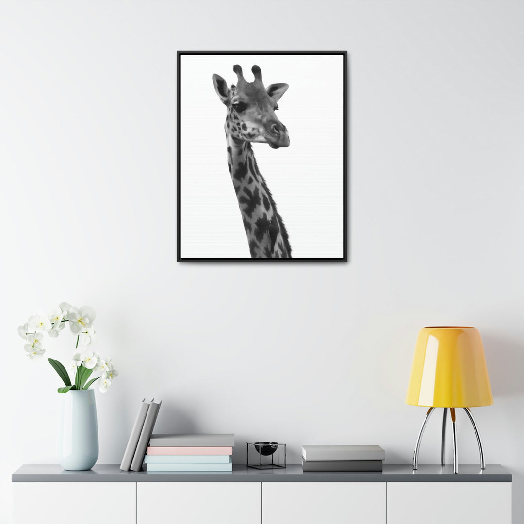 Giraffe Portrait in Black and White - Canvas With Frame - Visiting This World