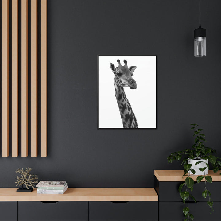 Giraffe Portrait in Black and White - Canvas With Frame - Visiting This World