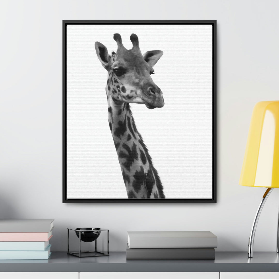 Giraffe Portrait in Black and White - Canvas With Frame - Visiting This World