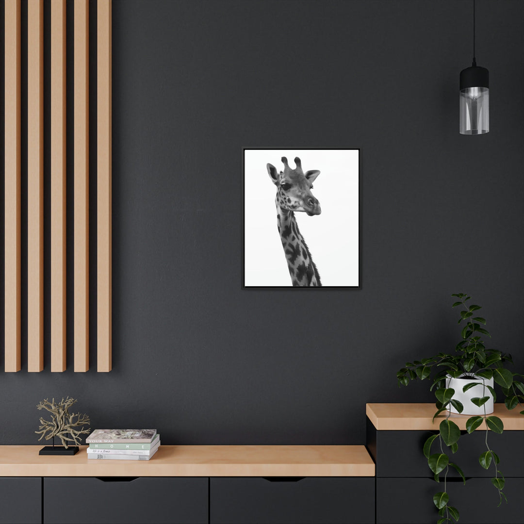 Giraffe Portrait in Black and White - Canvas With Frame - Visiting This World