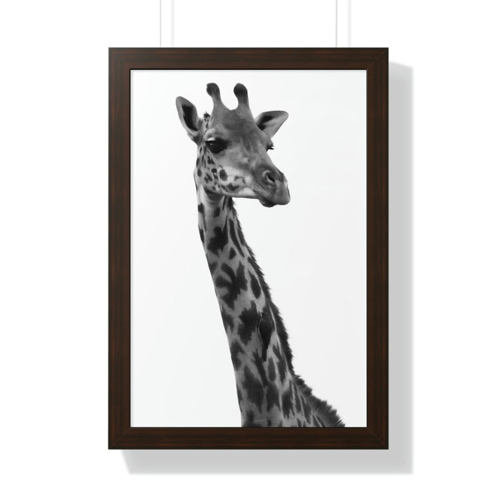 Giraffe Portrait in Black and White - Framed Print - Visiting This World