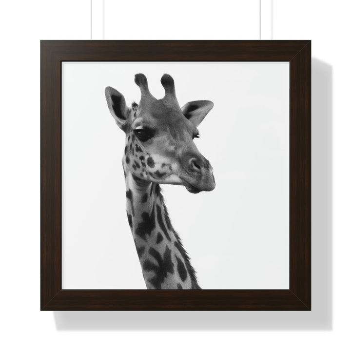 Giraffe Portrait in Black and White - Framed Print - Visiting This World