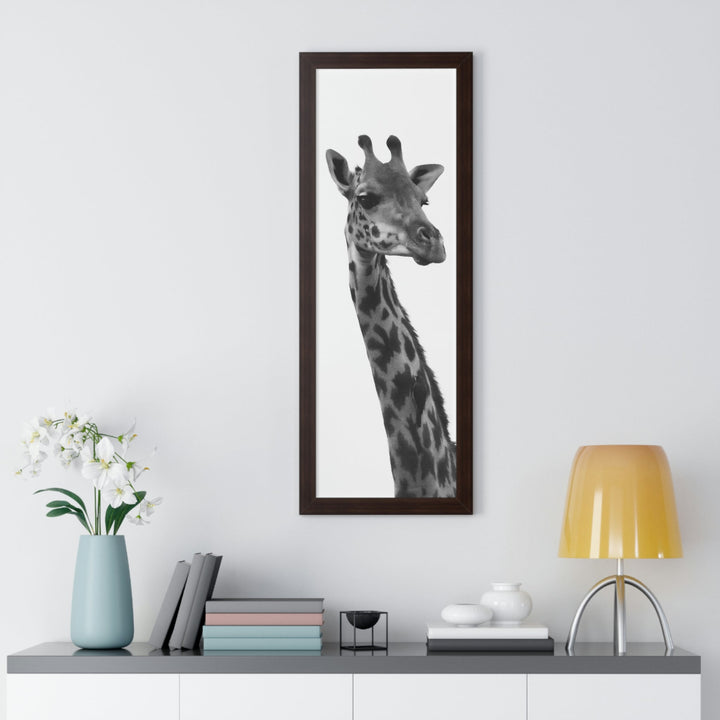 Giraffe Portrait in Black and White - Framed Print - Visiting This World