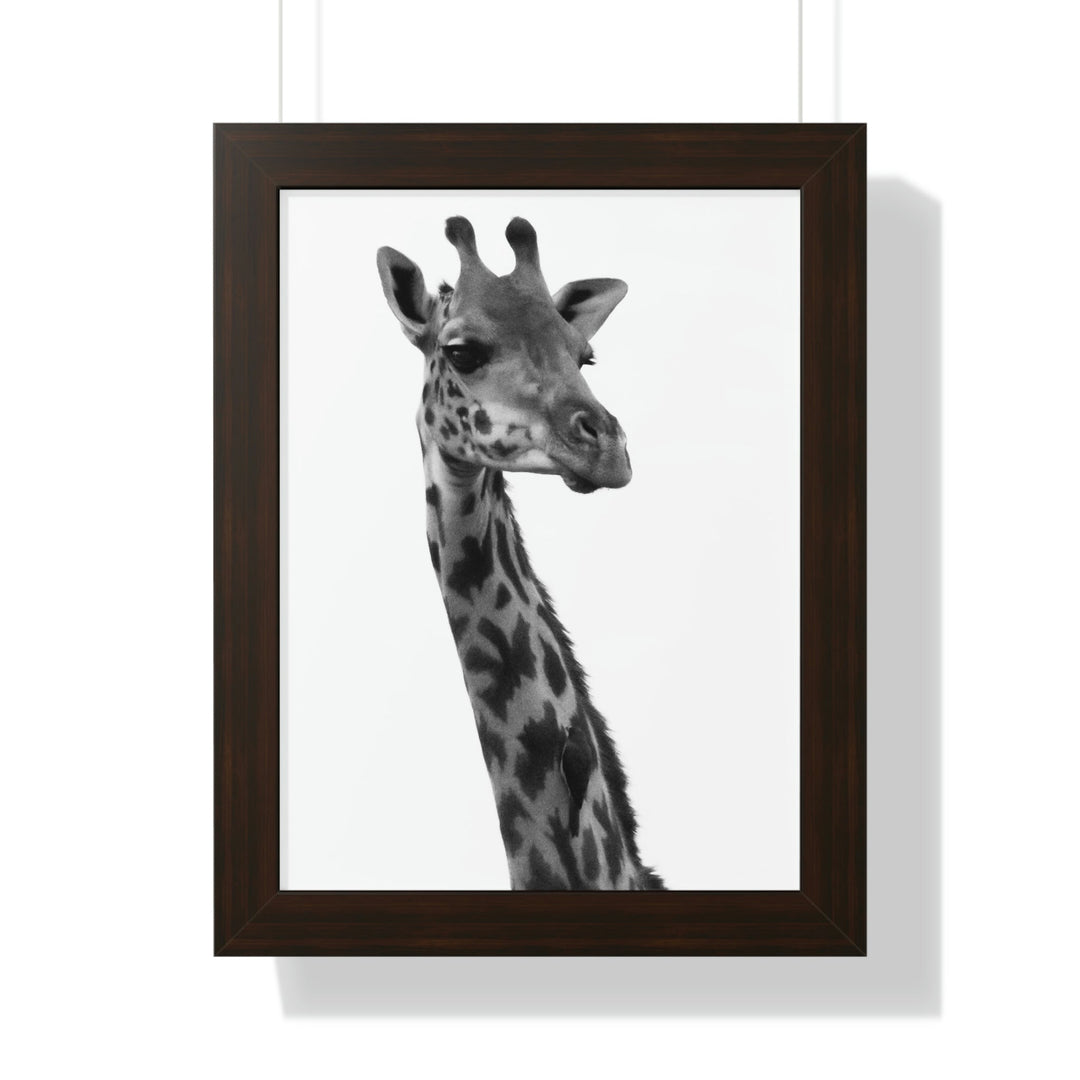 Giraffe Portrait in Black and White - Framed Print - Visiting This World