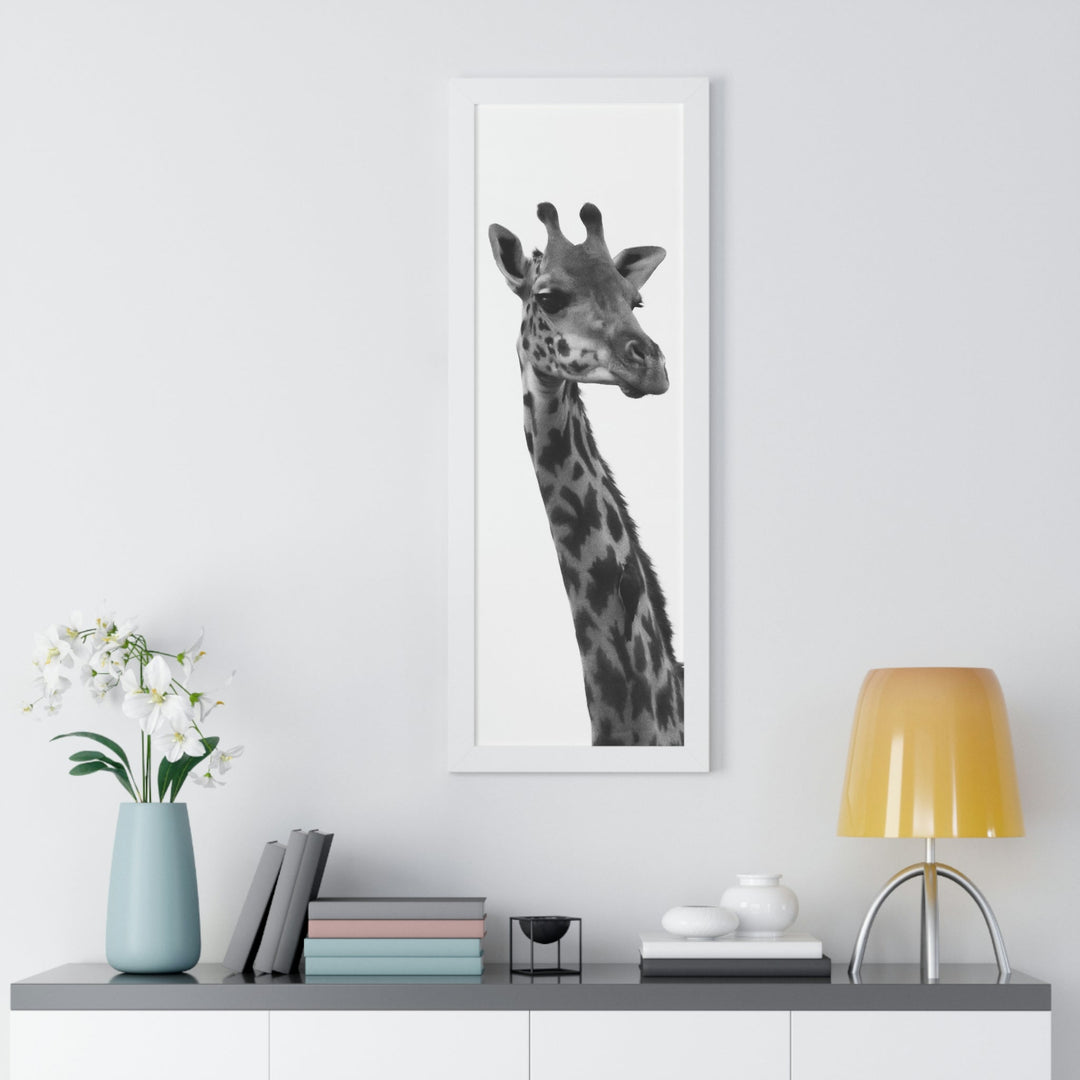 Giraffe Portrait in Black and White - Framed Print - Visiting This World