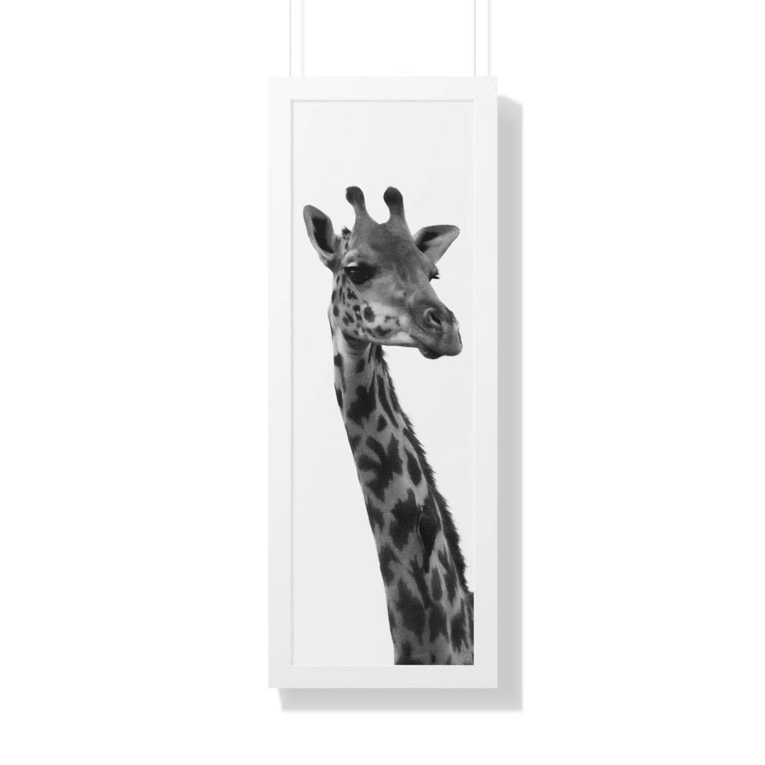 Giraffe Portrait in Black and White - Framed Print - Visiting This World