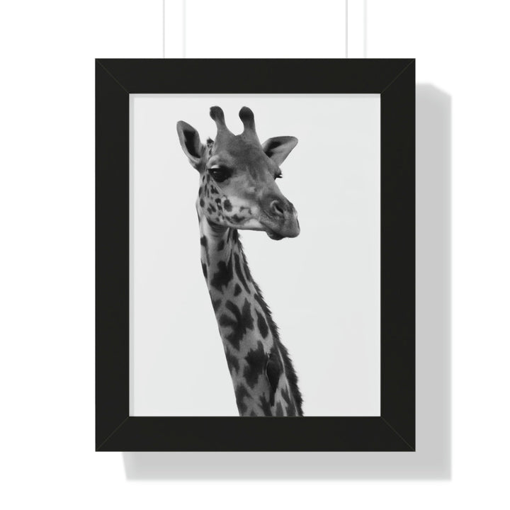 Giraffe Portrait in Black and White - Framed Print - Visiting This World